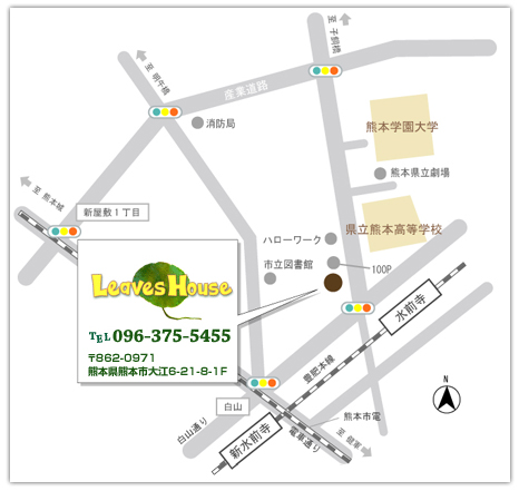 〒862-0971 熊本県熊本市大江6-21-8-1F Leaves House